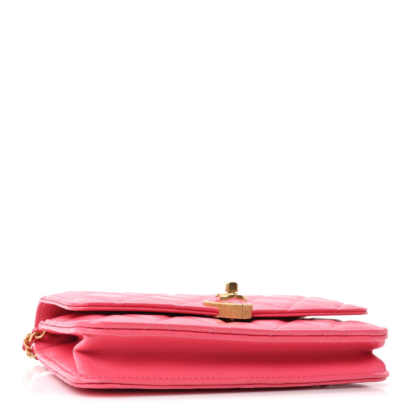 Lambskin Plexiglass Quilted Coco Love Wallet On Chain WOC Pink