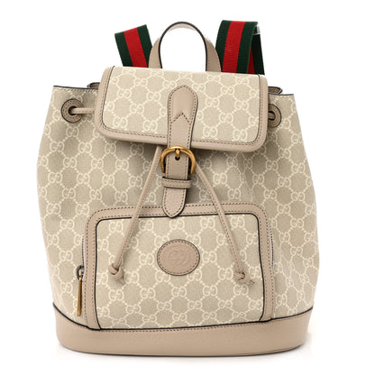 Gucci GG Supreme Monogram Azalea Calfskin Retro Interlocking G Buckle Backpack Beige Mystic White 1 of 11