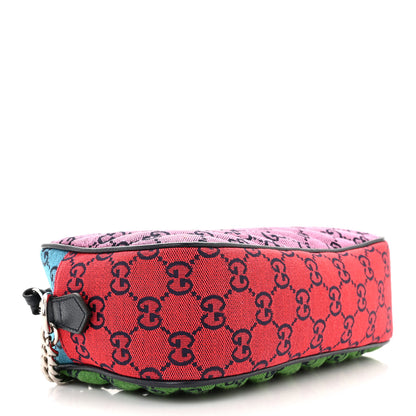 Gucci Monogram Multicolor Matelasse Diagonal Small GG Marmont Chain Shoulder Bag Pink Blue Green Red Light Blue 4 of 10