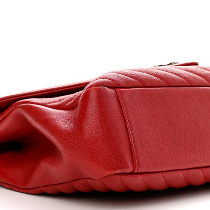 Saint Laurent Sheepskin Matelasse Chevron Large College Monogram Satchel Rouge 9 of 12