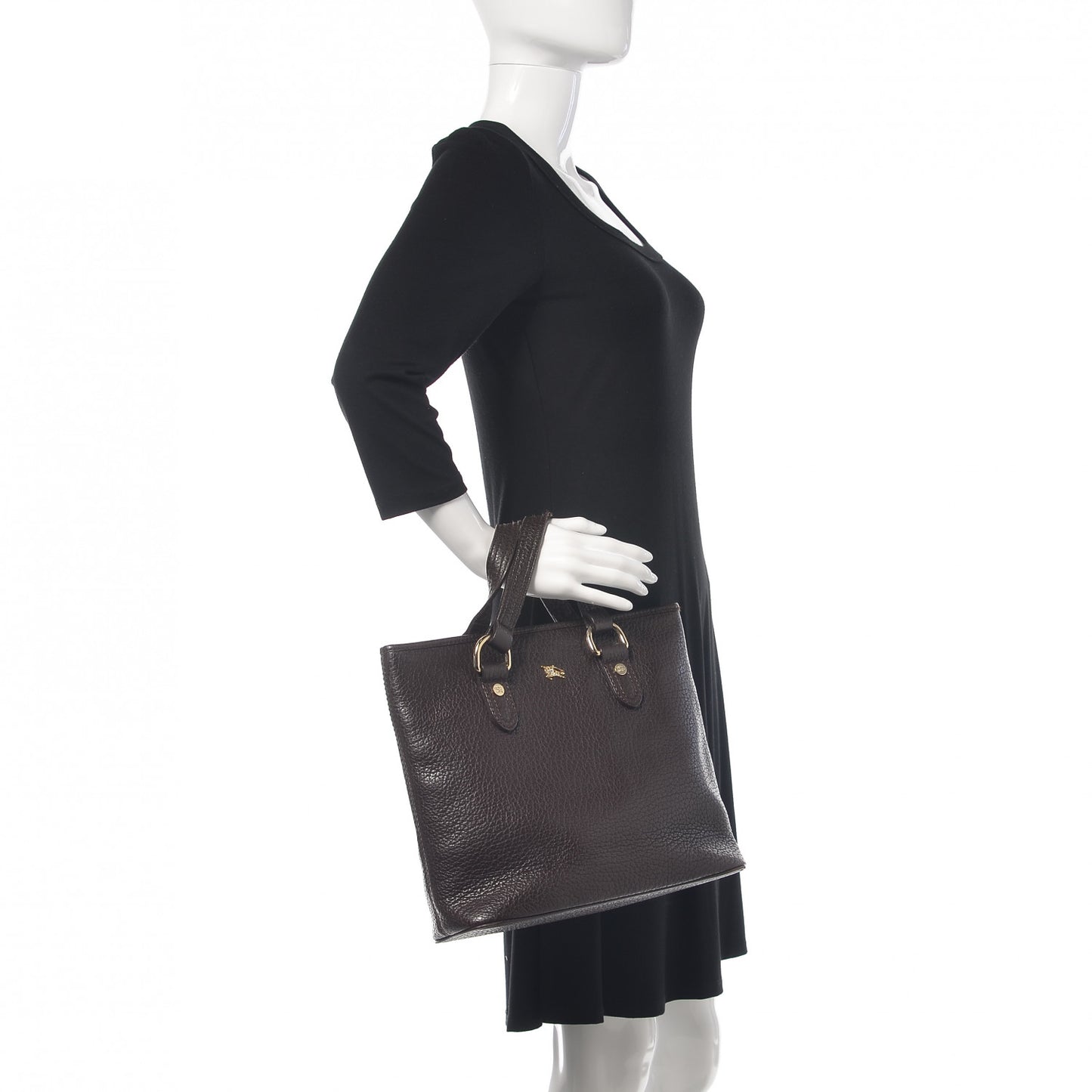 Grainy Calfskin Tote Dark Brown