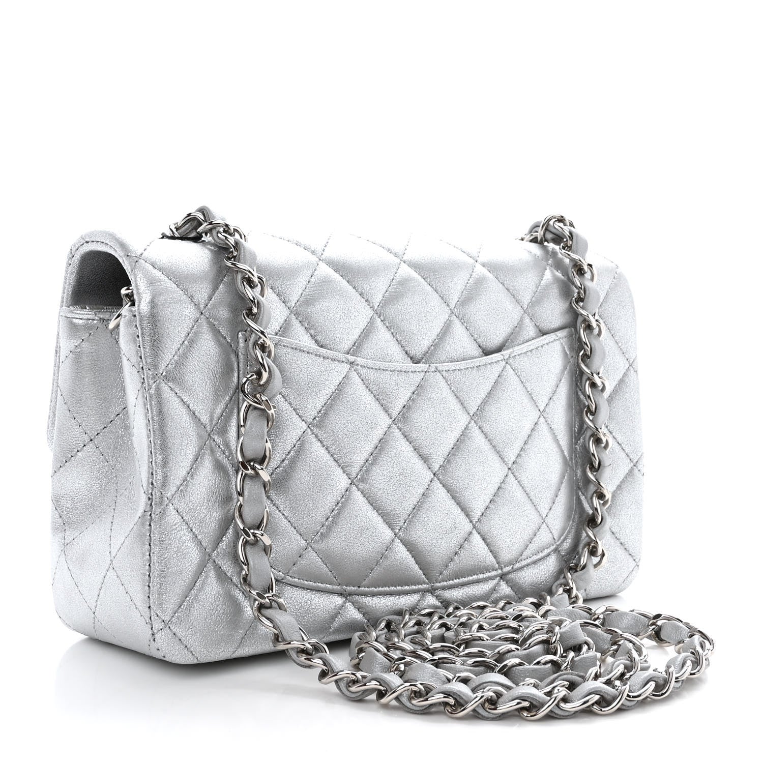 Chanel Metallic Lambskin Quilted Mini Rectangular Flap Silver 3 of 10