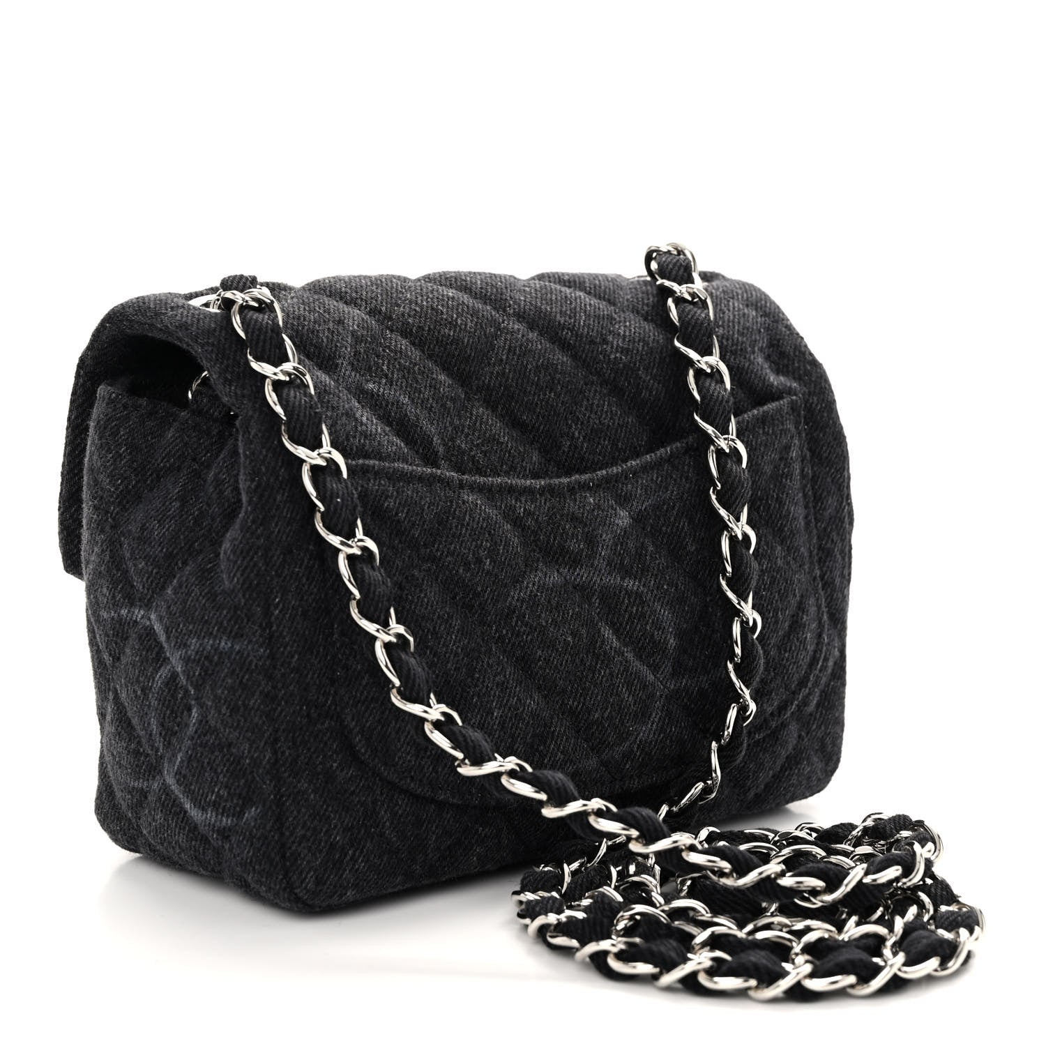 Chanel Denim CC Quilted Mini Square Flap Black 3 of 9