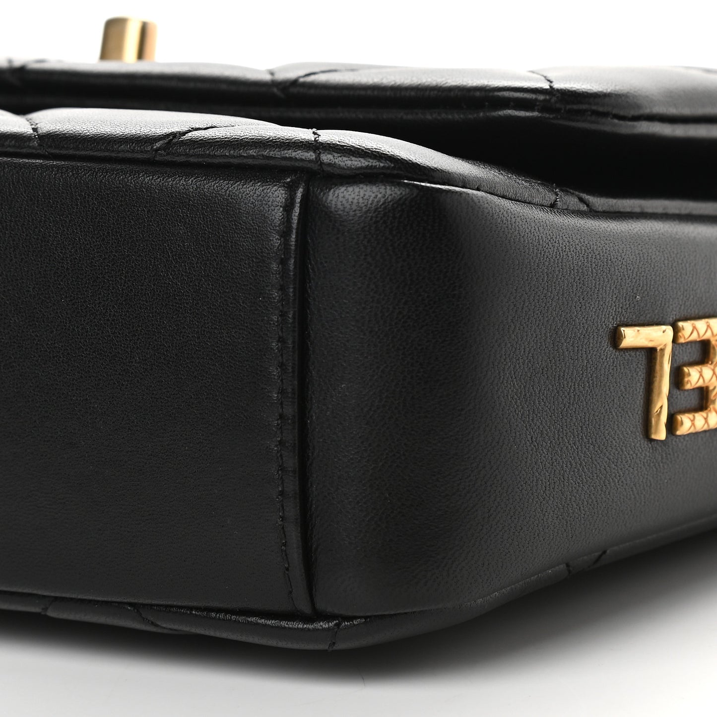 Lambskin Quilted Small Side Note Flap Black