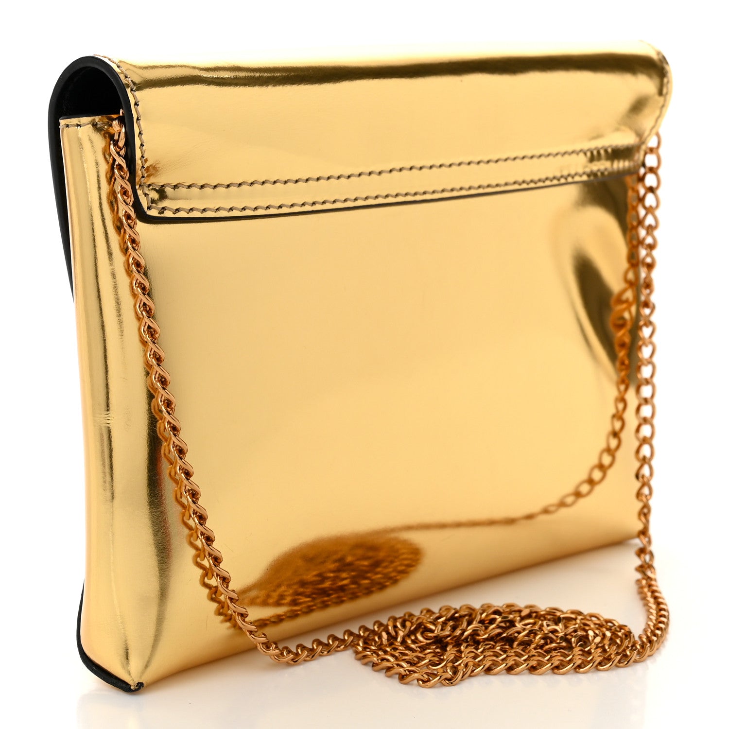 Versace Patent Metallic La Medusa Pouch On Chain Gold 3 of 12