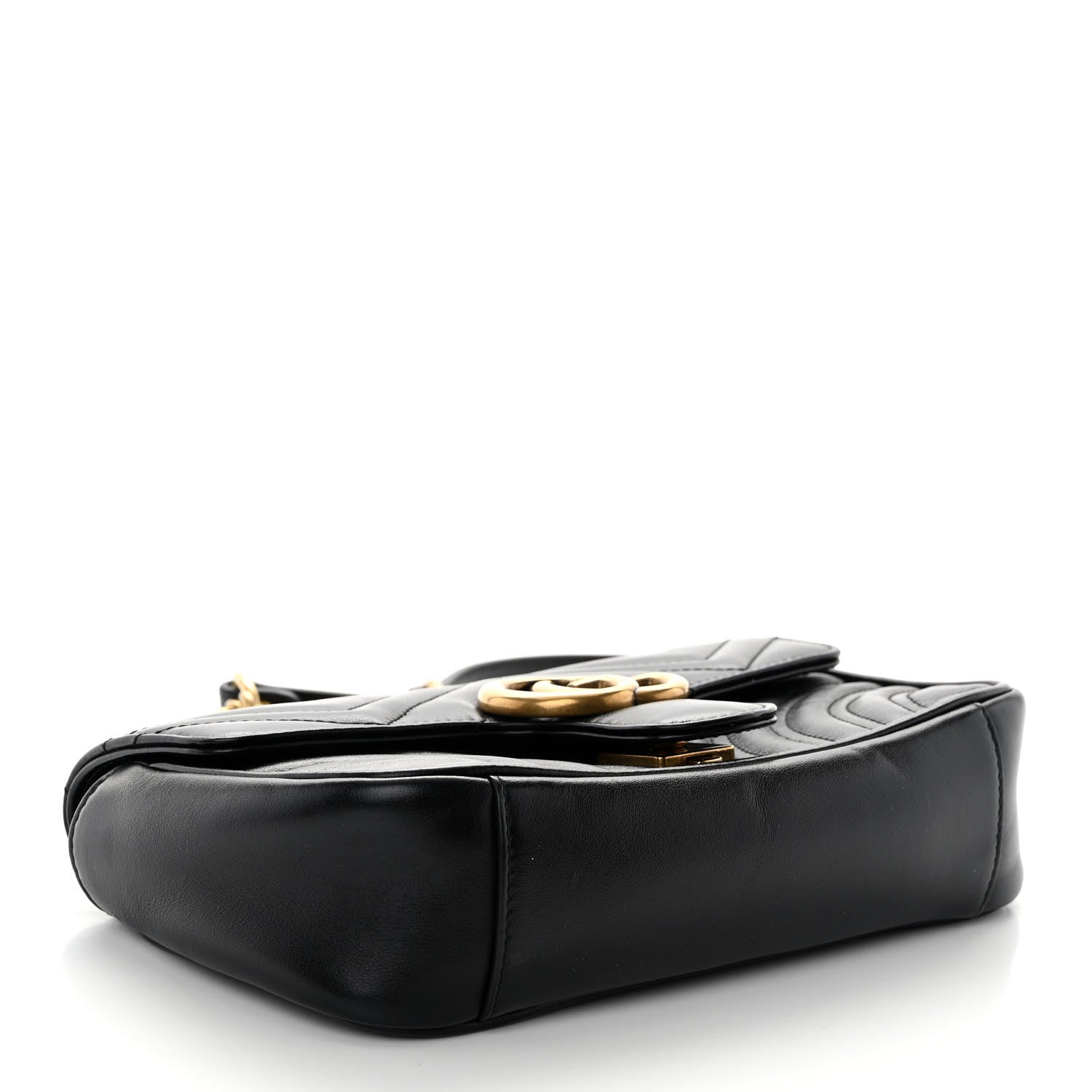 Gucci Calfskin Matelasse Mini GG Marmont Shoulder Bag Black 4 of 11