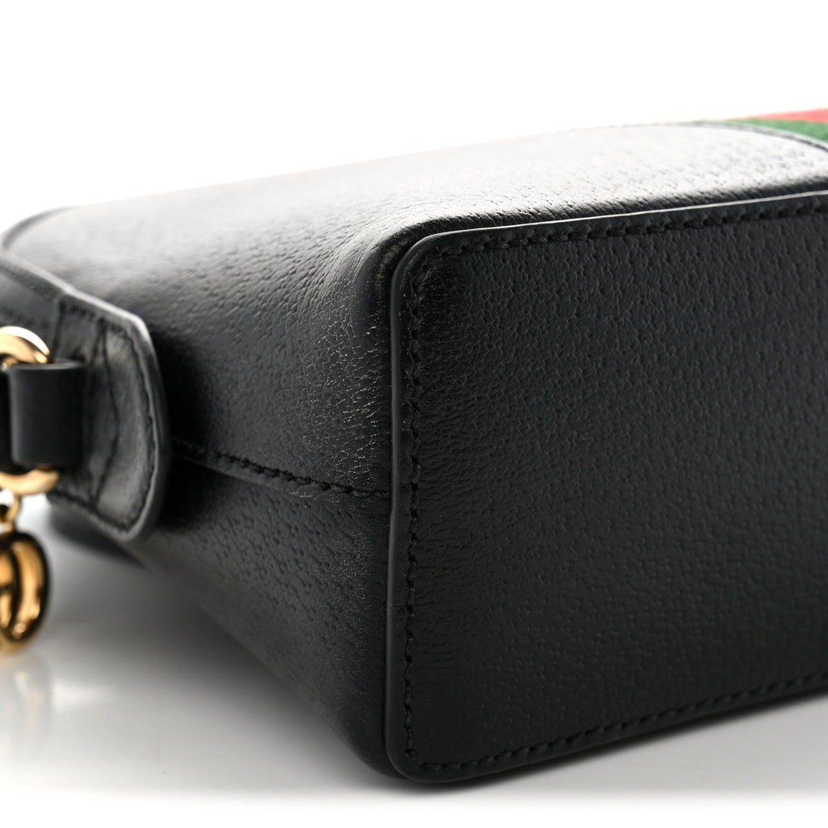 Gucci Calfskin GG Web Small Ophidia Dome Shoulder Bag Black 9 of 12