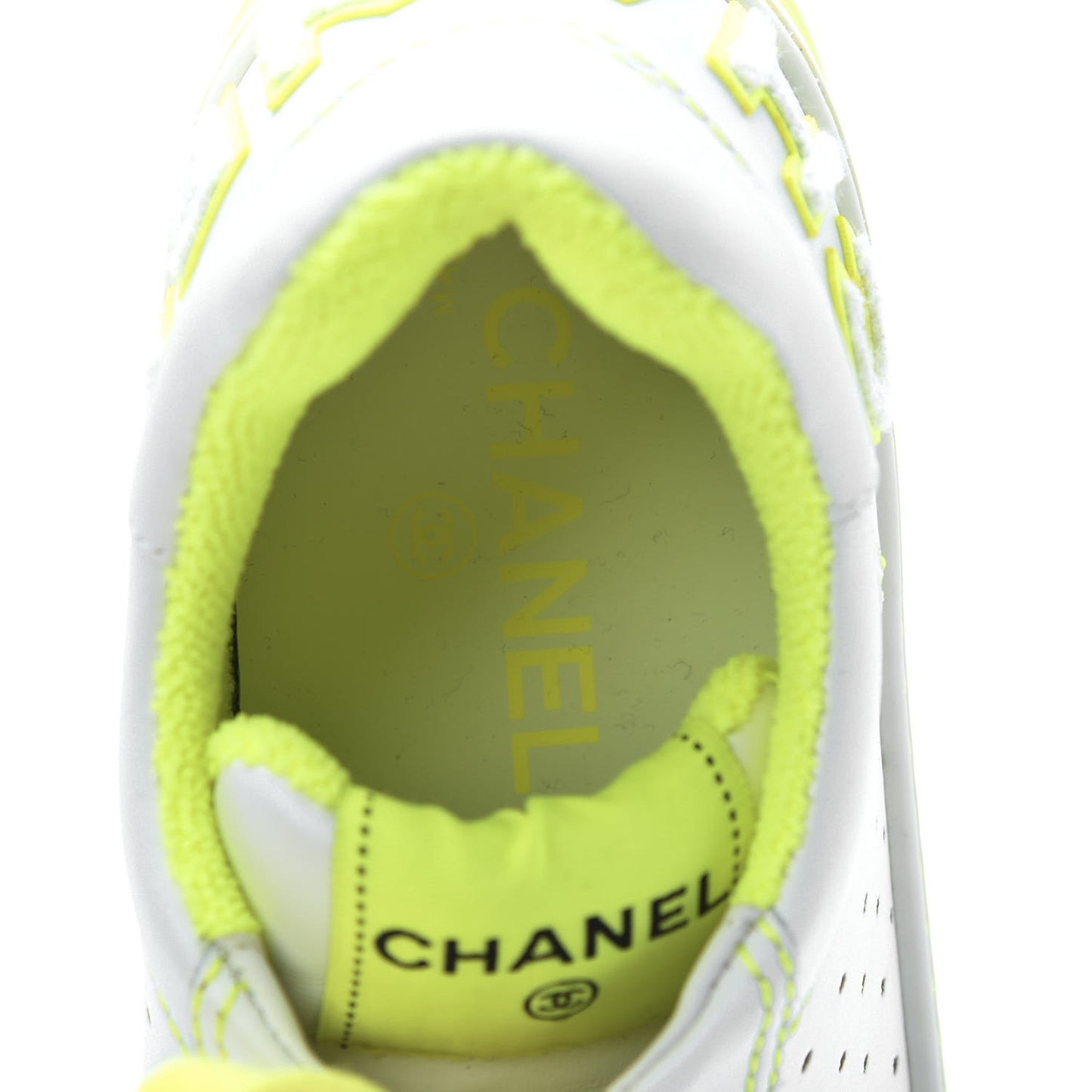 Calfskin Womens Logo Sneakers 38.5 White Yellow