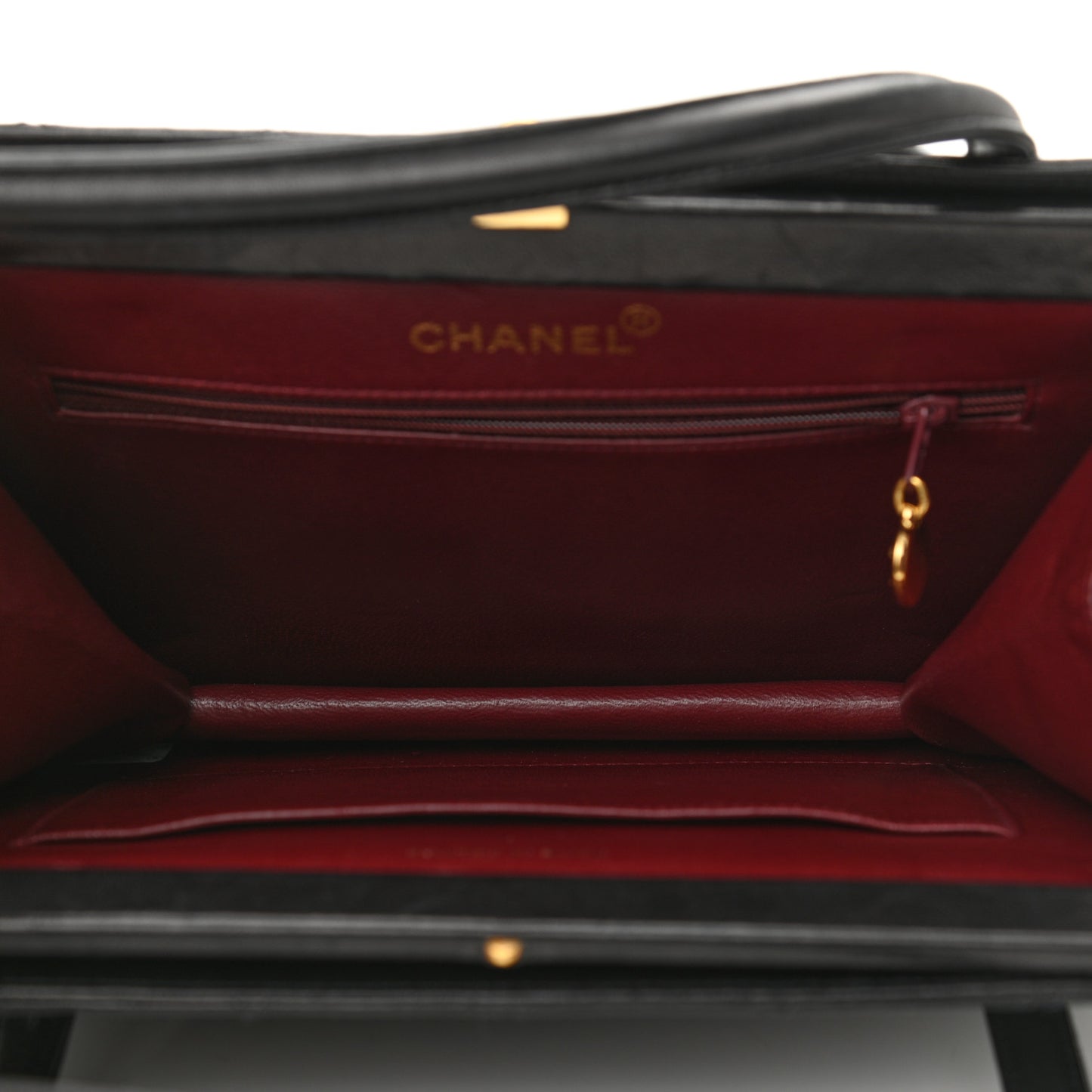 Lambskin Quilted Top Handle Bag Black
