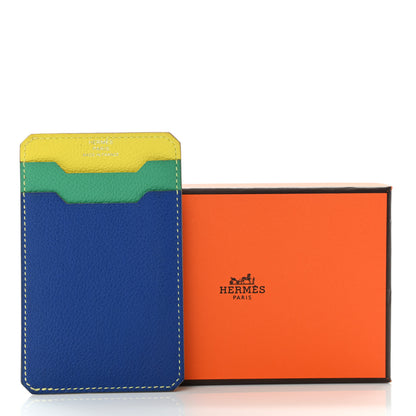 Hermes Evercolor City 3CC Colorblock Card Holder Menthe Soufre Bleu France 8 of 8