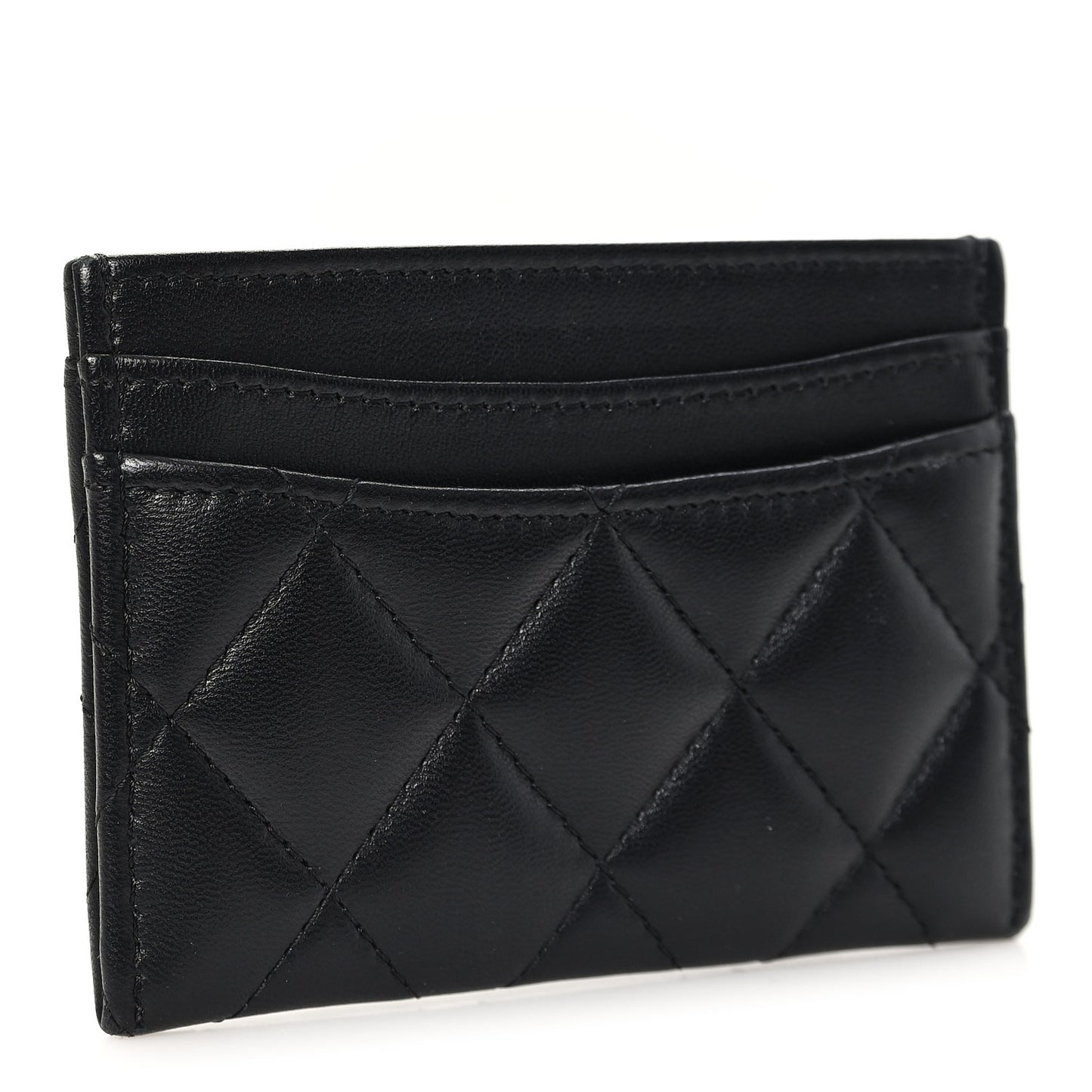 Pearly Lambskin Quilted Card Holder So Black