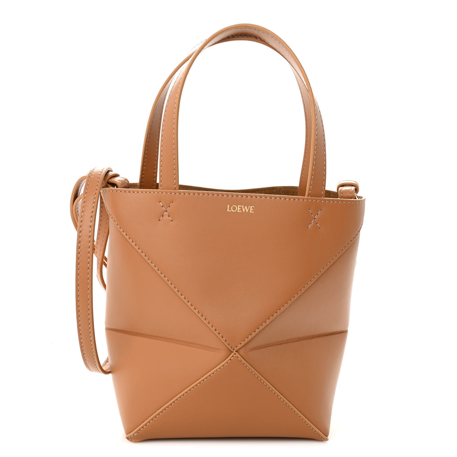 Loewe Shiny Calfskin Mini Puzzle Fold Tote Warm Desert 1 of 9