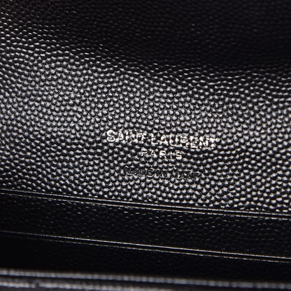 Saint Laurent Grain De Poudre Matelasse Chevron Small Monogram Envelope Wallet Black 6 of 6