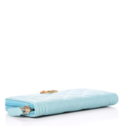 Chanel Caviar Quilted Small Boy Zip Around Wallet Light Blue 3 of 11