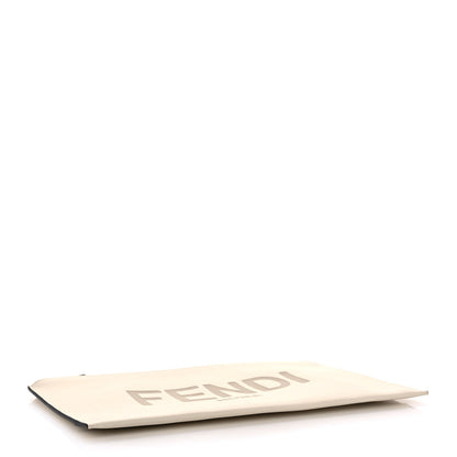 Fendi Vitello King Logo Embossed Medium Flat Pouch Camelia 4 of 8