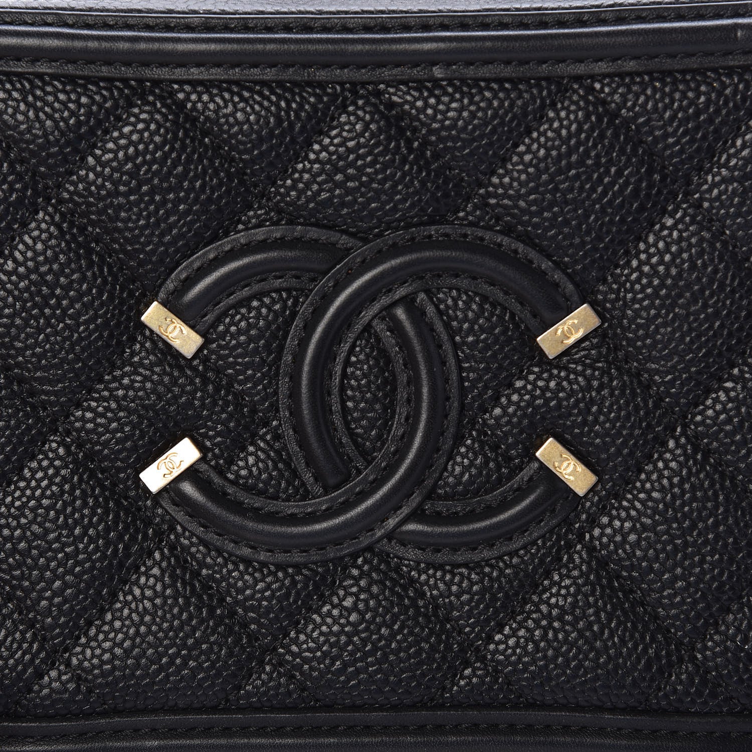 Chanel Caviar Quilted Small CC Filigree Vanity Case Black 10 of 11