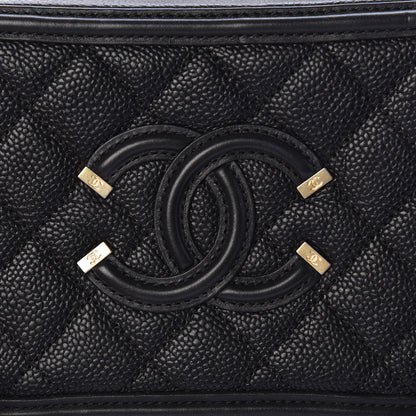 Chanel Caviar Quilted Small CC Filigree Vanity Case Black 10 of 11