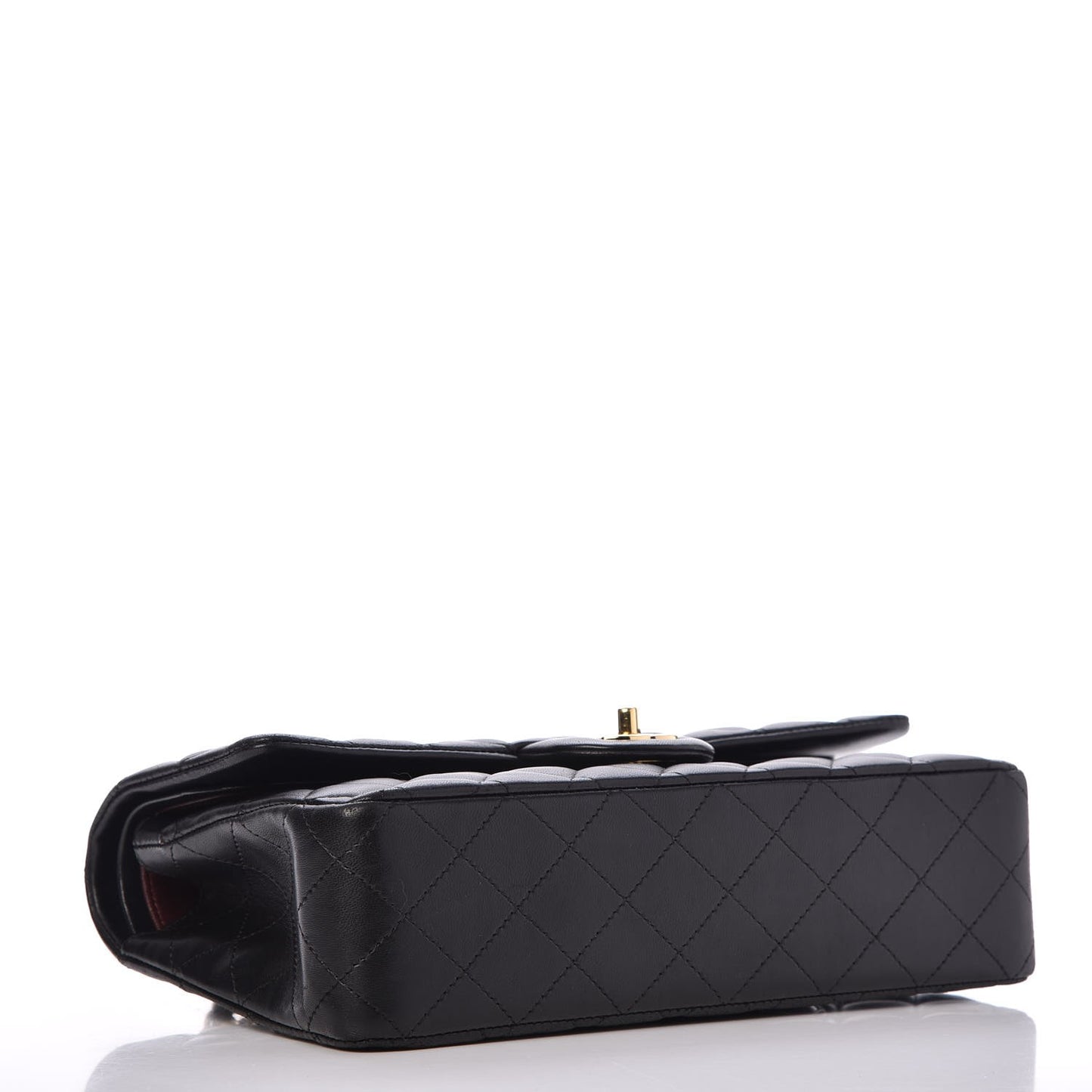 Lambskin Quilted Medium Double Flap Black