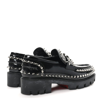 Christian Louboutin Calfskin Abrasivato Spike Womens Loafers 38.5 Black 5 of 9