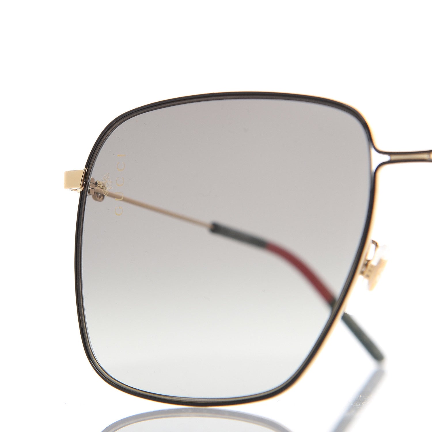 Gucci Web Rectangular Frame Interlocking G Sunglasses GG0394S Green Red 7 of 8