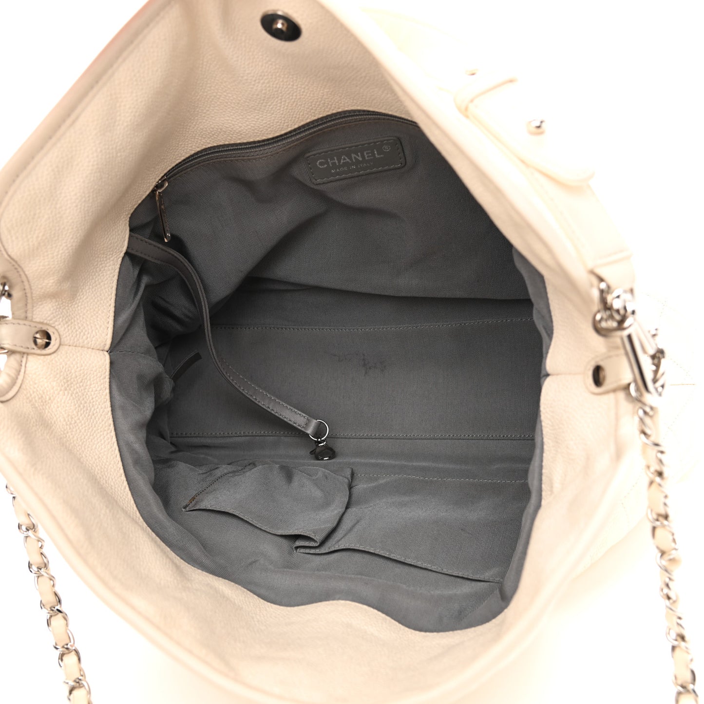 Caviar Quilted French Riviera Hobo Dark White