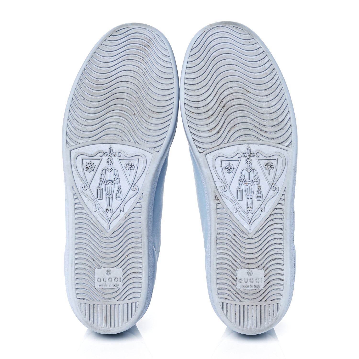 Gucci Calfskin Interlocking G Perforated Womens Ace Sneakers 38.5 Porcelain Light Blue Zaffiro 6 of 11