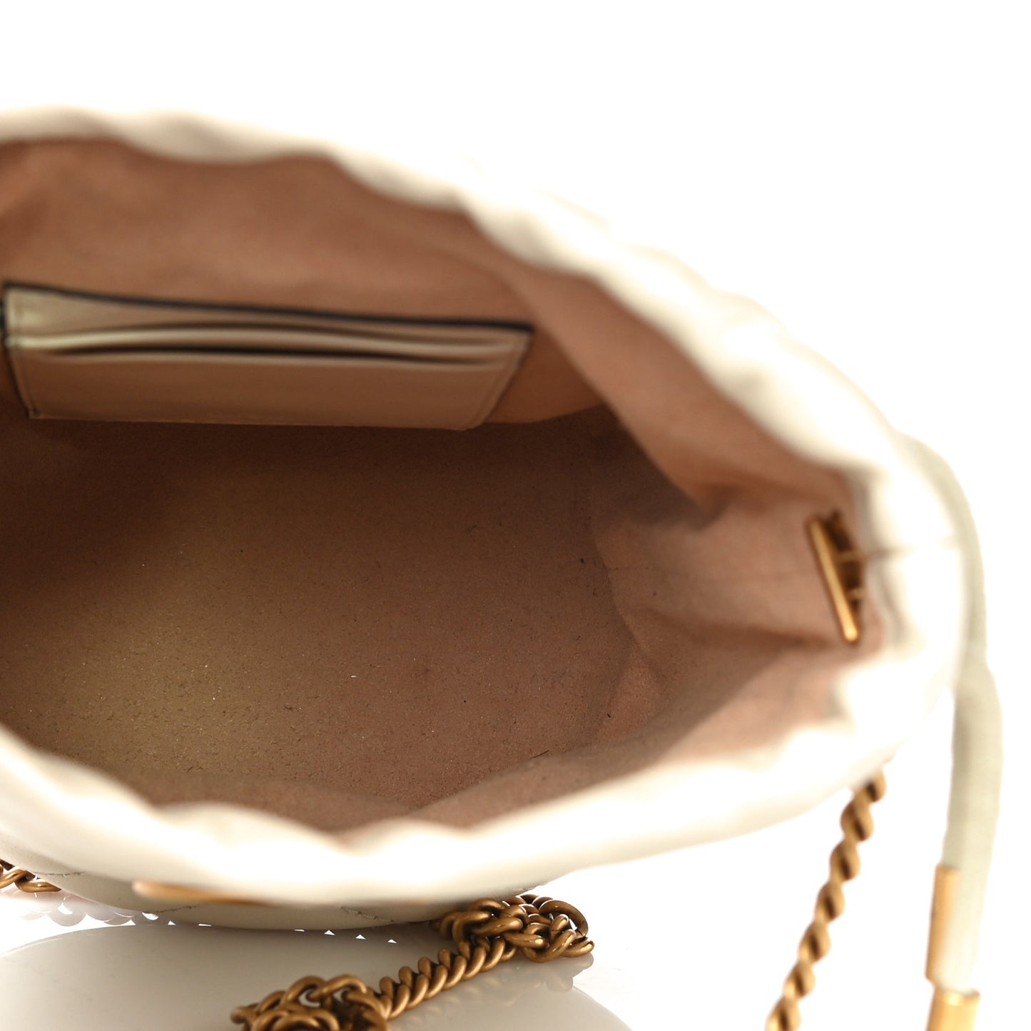 Calfskin Matelasse Mini GG Marmont 2.0 Bucket Bag White