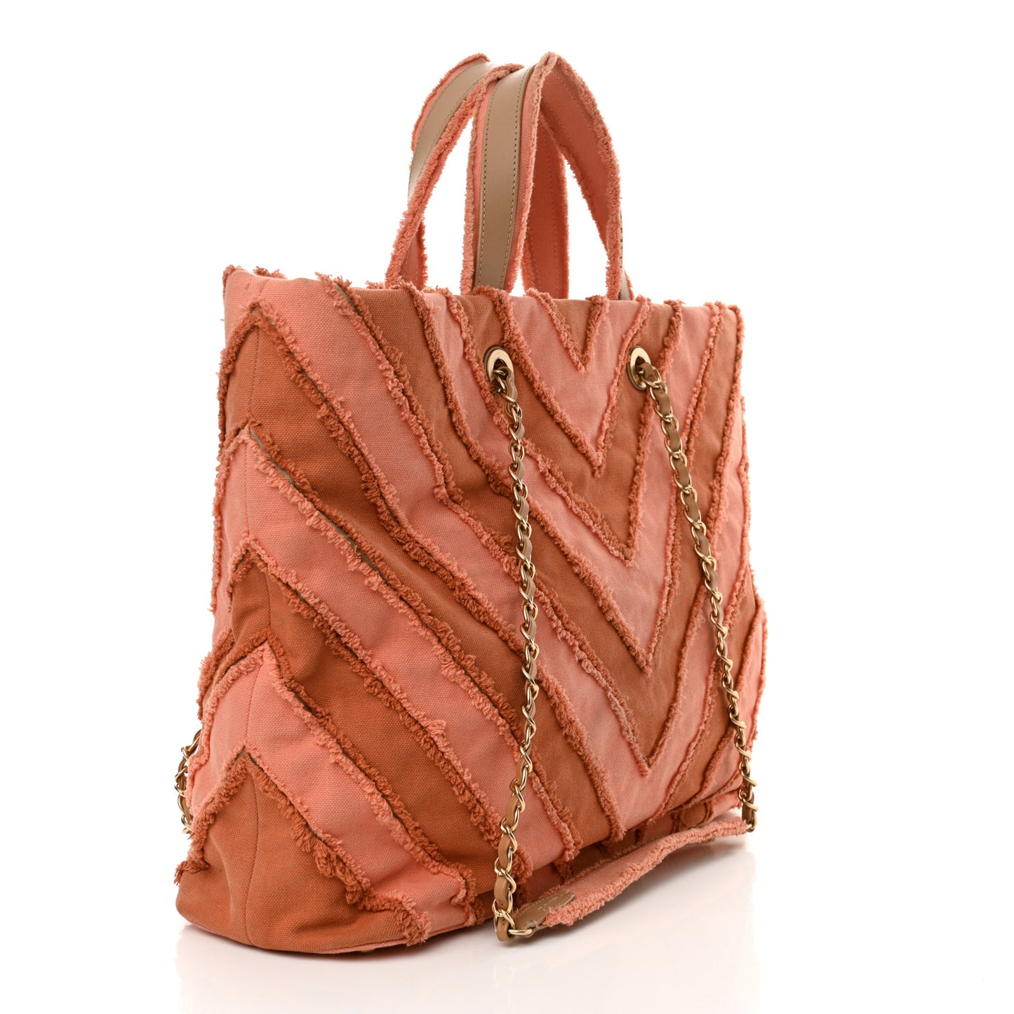 Canvas Chevron Cuba Patchwork Shopper Tote Orange