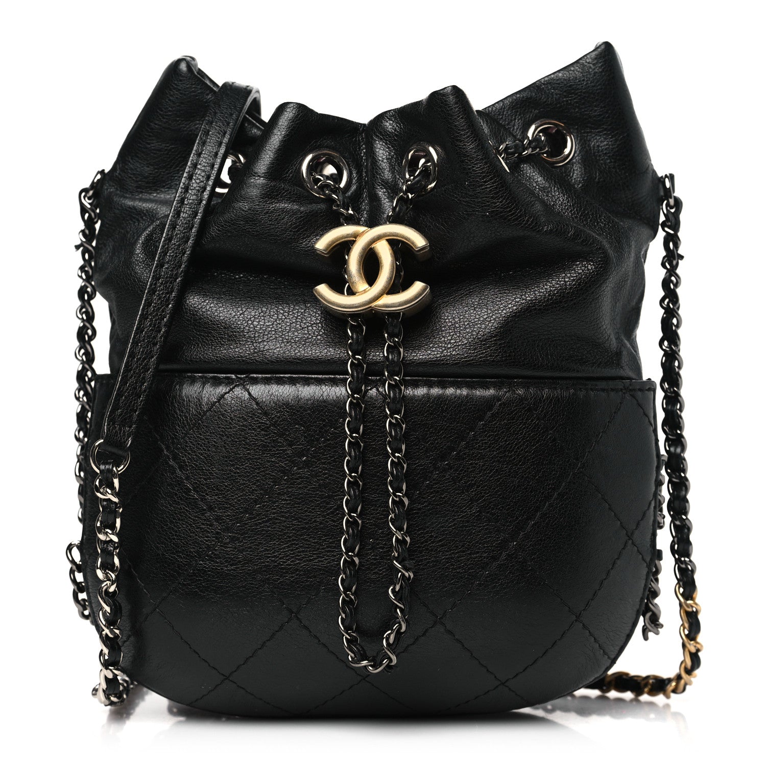 Chanel Calfskin Quilted Small Gabrielle Bucket Black 1 of 9
