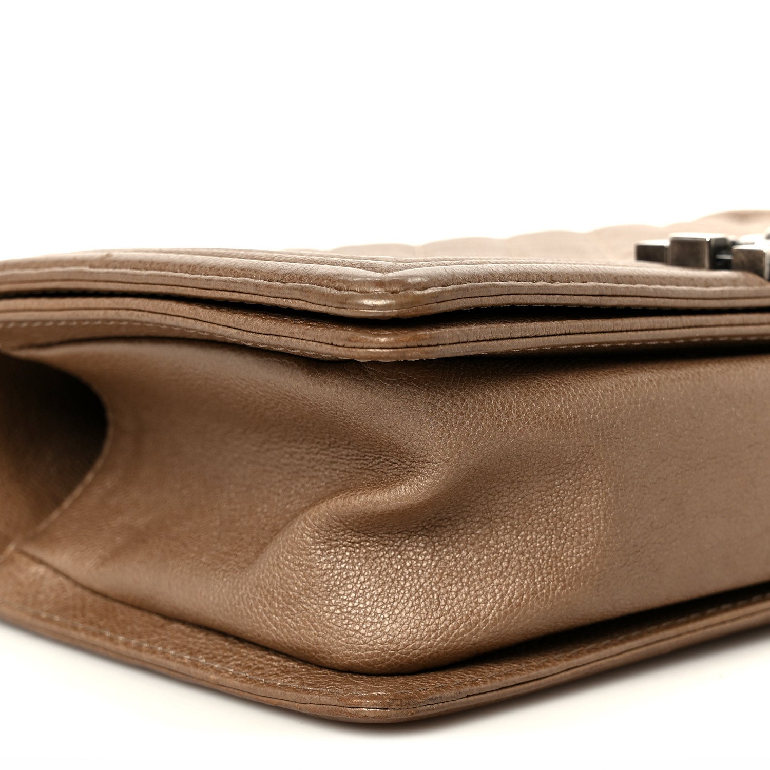 Chanel Metallic Calfskin Quilted Medium Boy Flap Taupe 9 of 11