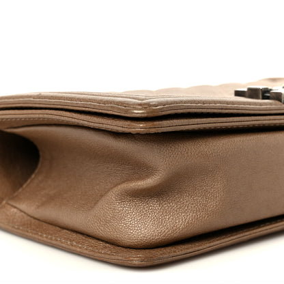 Chanel Metallic Calfskin Quilted Medium Boy Flap Taupe 9 of 11