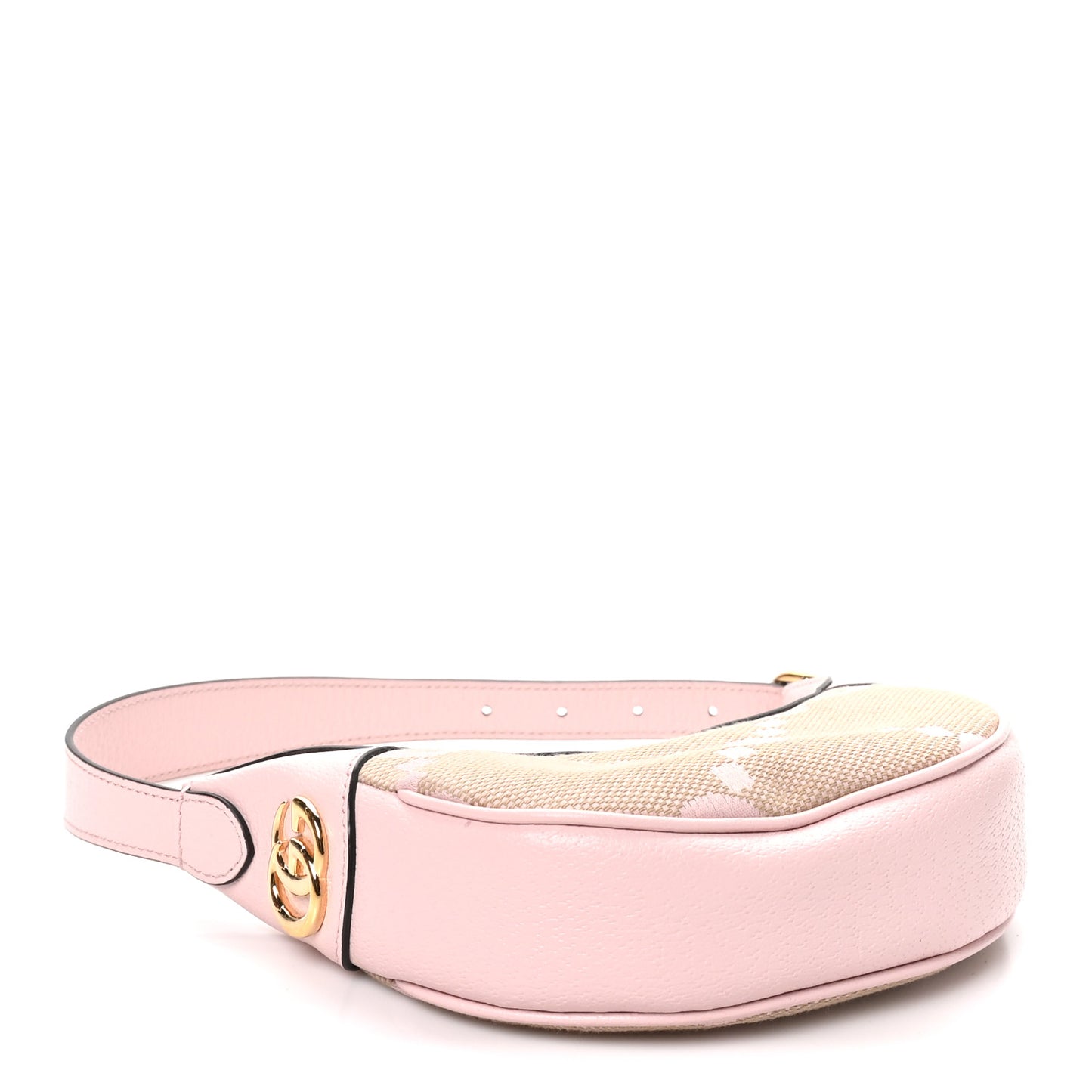 Monogram Jumbo GG Textured Dollar Calfskin Mini Ophidia Half Moon Hobo Beige Perfect Pink