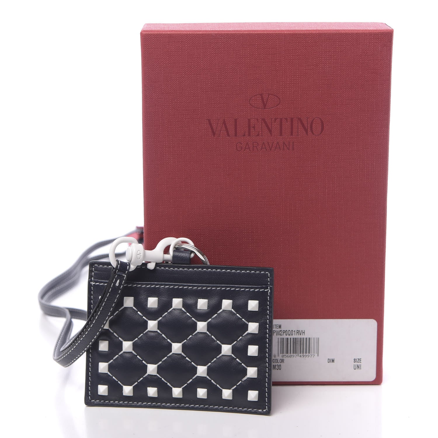 Valentino Garavani Nappa Free Rockstud Spike Badge Holder Marine 9 of 9