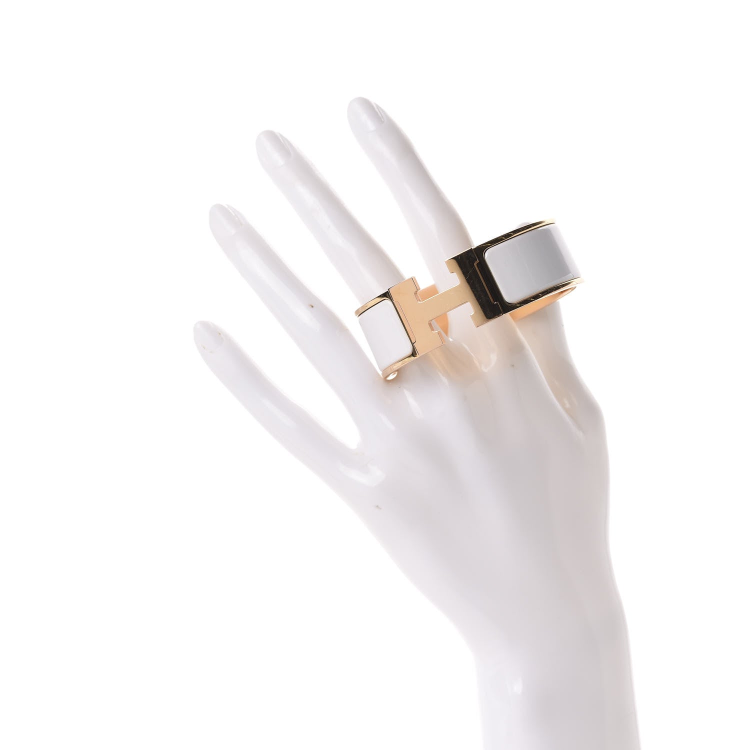 Hermes Enamel Wide Clic Clac H Bracelet PM White 2 of 4