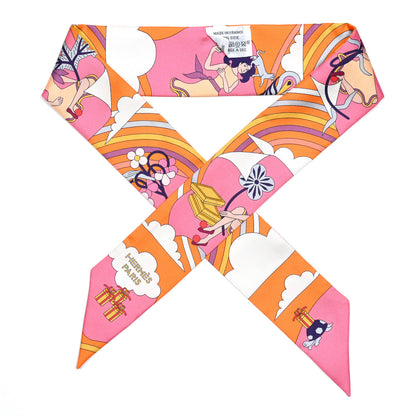 Hermes Silk Carres Volants Twilly Orange Rose Malaba 1 of 4