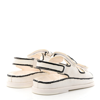 Chanel Calfskin Printed Velcro Dad Sandals 35.5 White Black 4 of 11