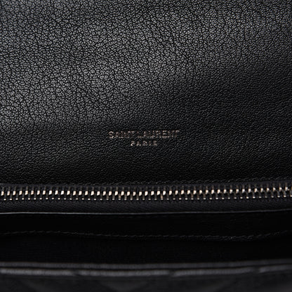 Saint Laurent Sheepskin Matelasse Chevron Monogram Medium College Bag Black 5 of 8