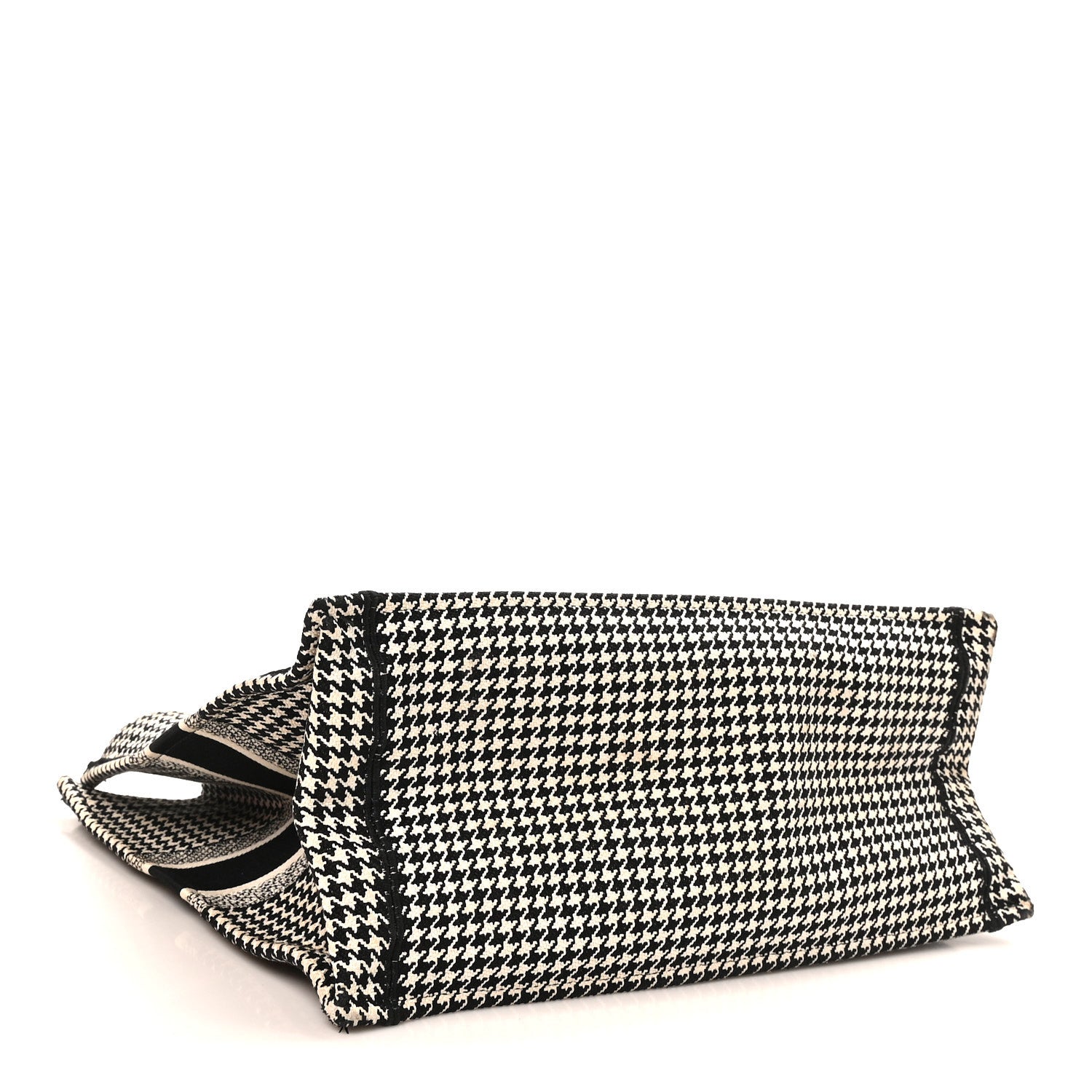 Christian Dior Canvas Houndstooth Embroidered Large Book Tote Black White 4 of 10