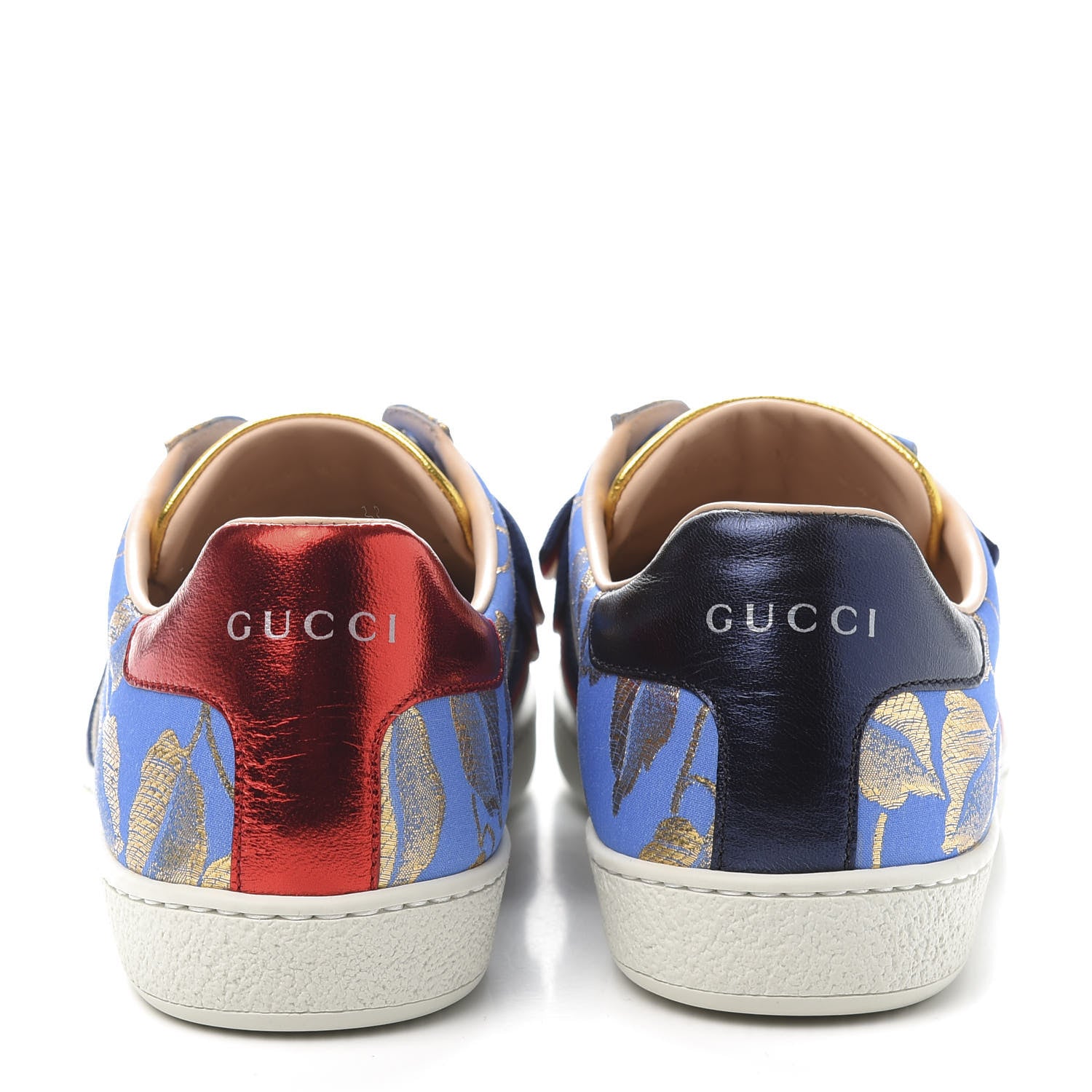 Gucci Lurex Jacquard Crystal Sylvie Web Branches Womens Ace Sneakers 38 Pervinca Gold 4 of 10
