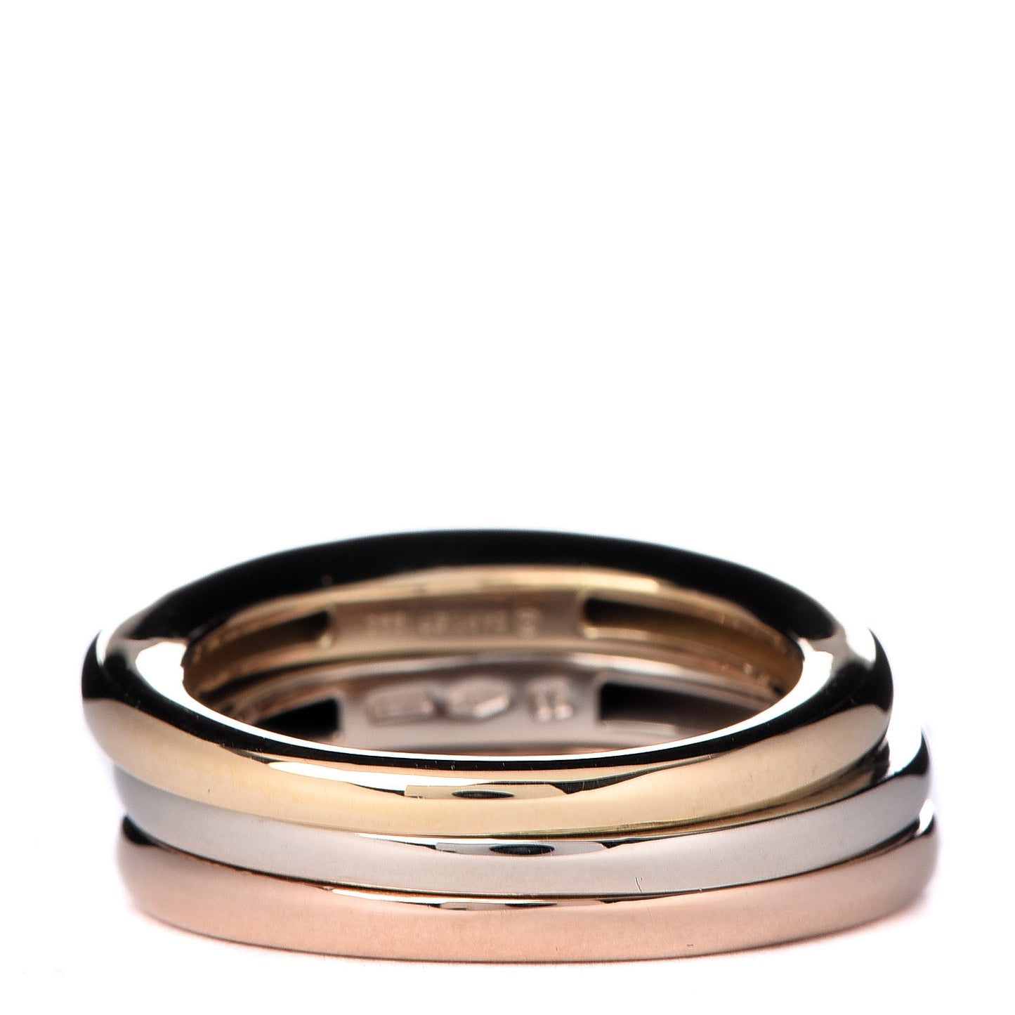 18K Pink Yellow White Gold Triple Dome Band Ring 53 6.25