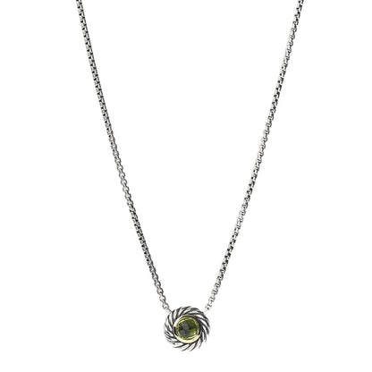 David Yurman Sterling Silver 18K Yellow Gold Peridot Cookie Pendant Necklace 1 of 5