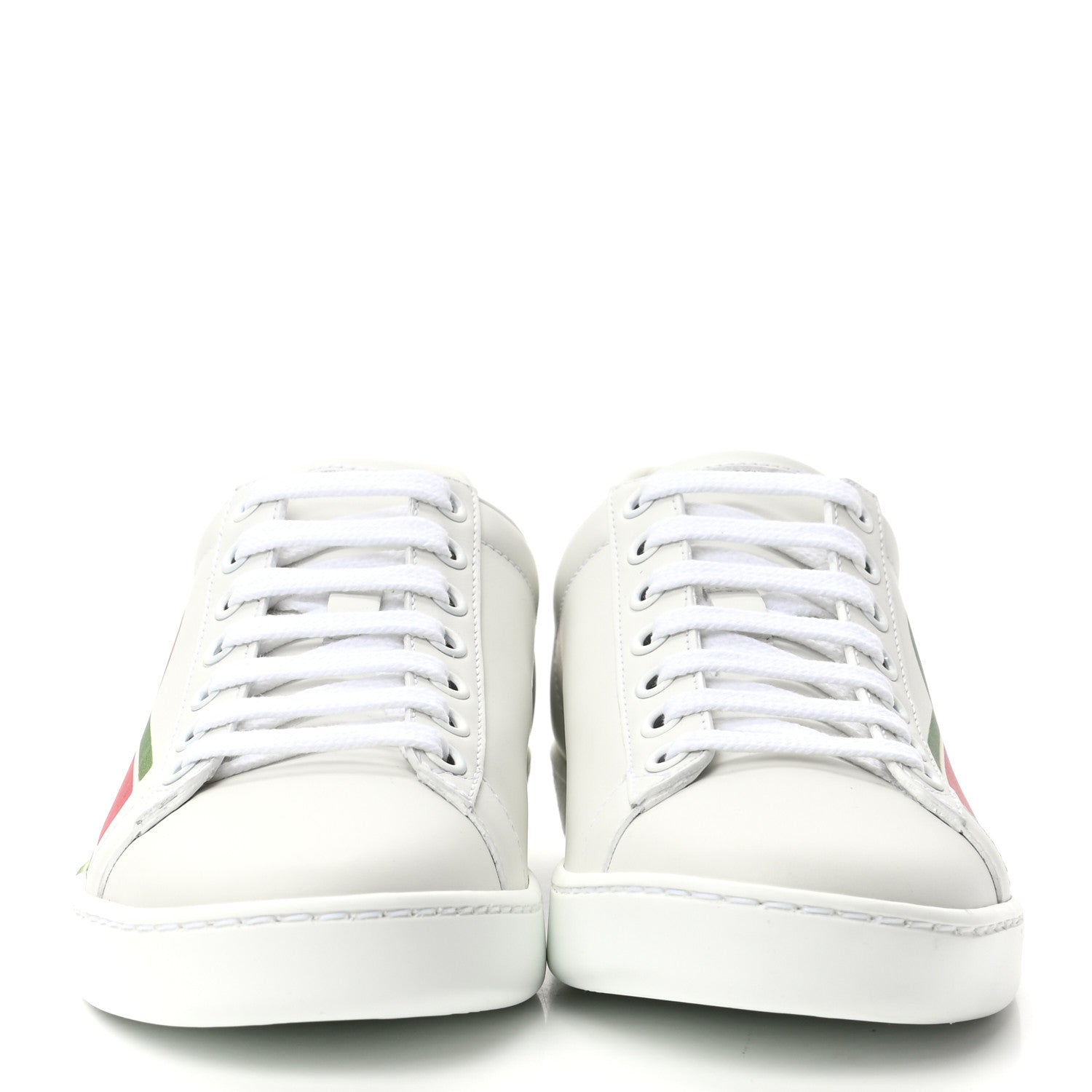 Gucci Calfskin Interlocking G Womens New Ace Sneakers 35 White Red Flame Green 2 of 9