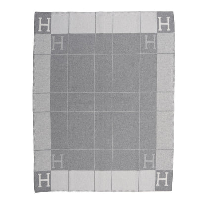 Hermes Wool Cashmere Avalon III Blanket Ecru Gris Clair 1 of 2