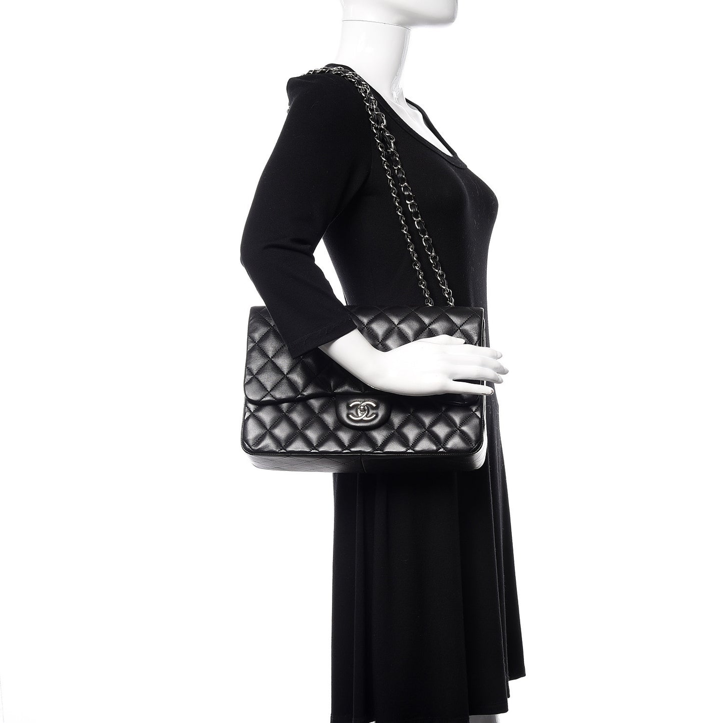 Lambskin Quilted Jumbo Single Flap Black