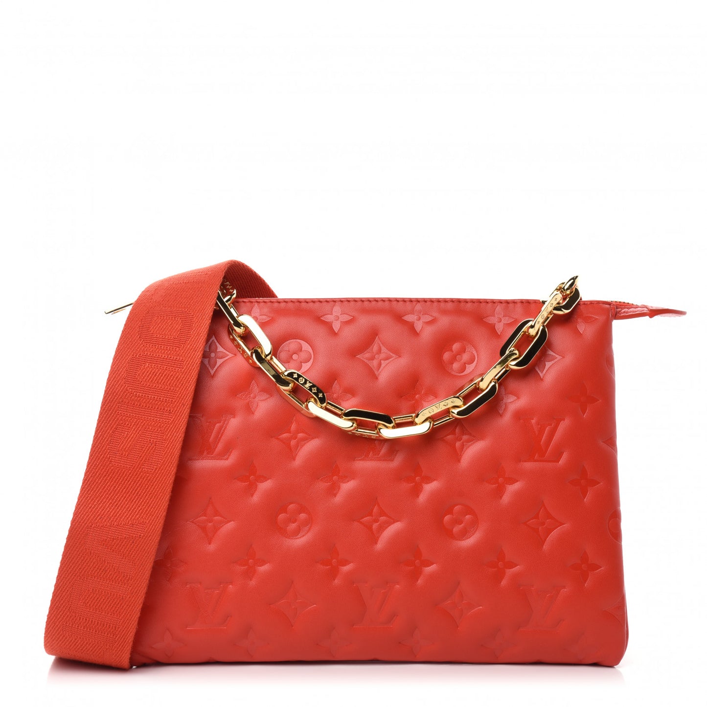 Lambskin Embossed Monogram Coussin PM Red