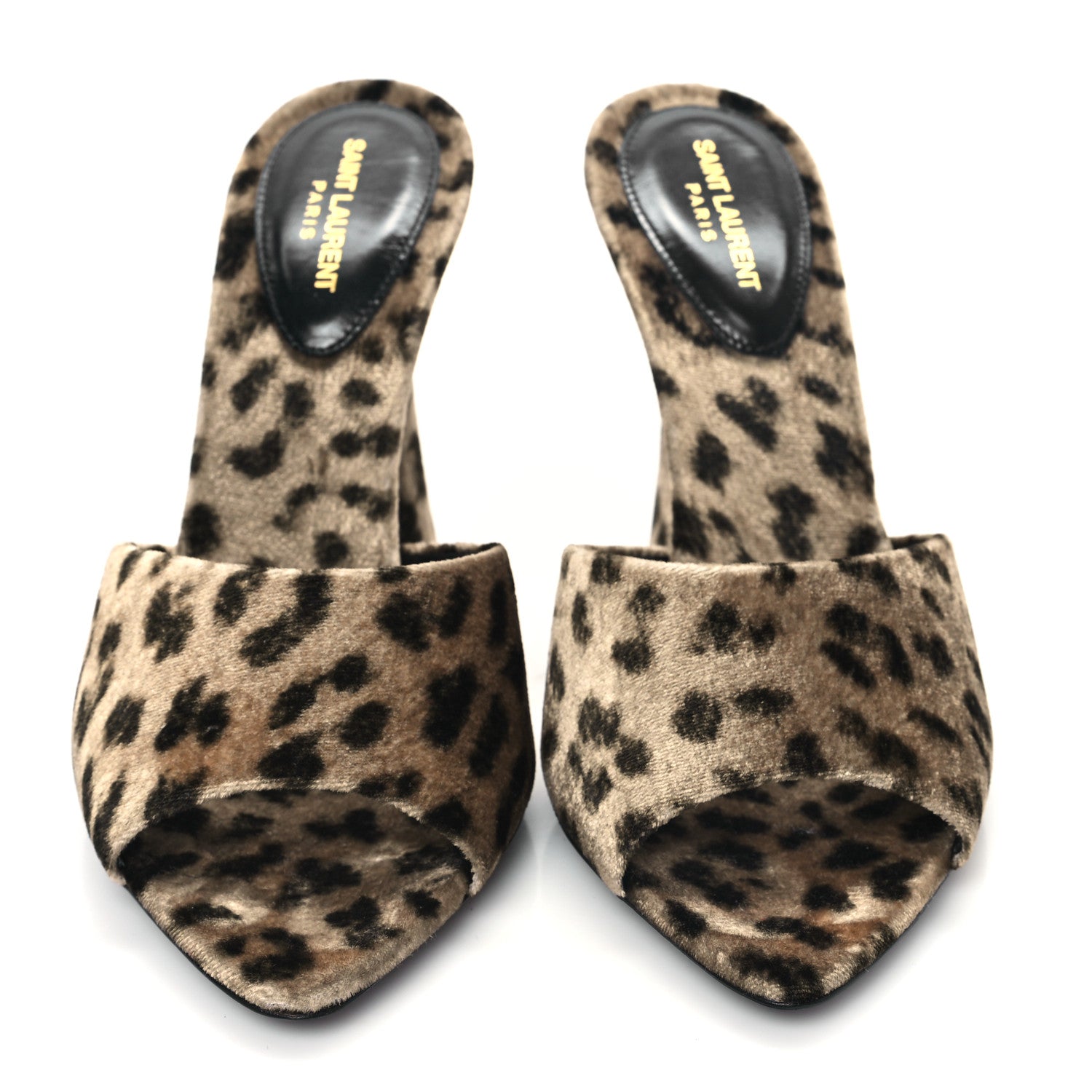 Saint Laurent Velvet Leopard Print Gippy 105 Sandals 38 Manto Naturale 2 of 9