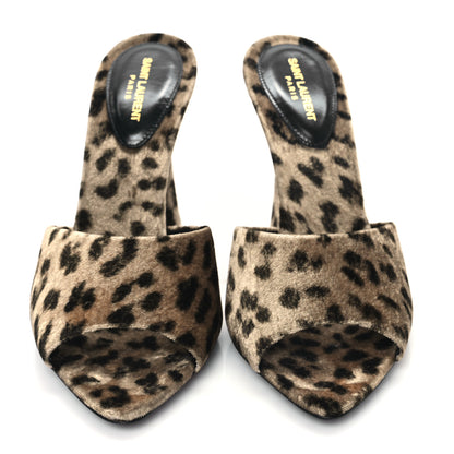 Saint Laurent Velvet Leopard Print Gippy 105 Sandals 38 Manto Naturale 2 of 9