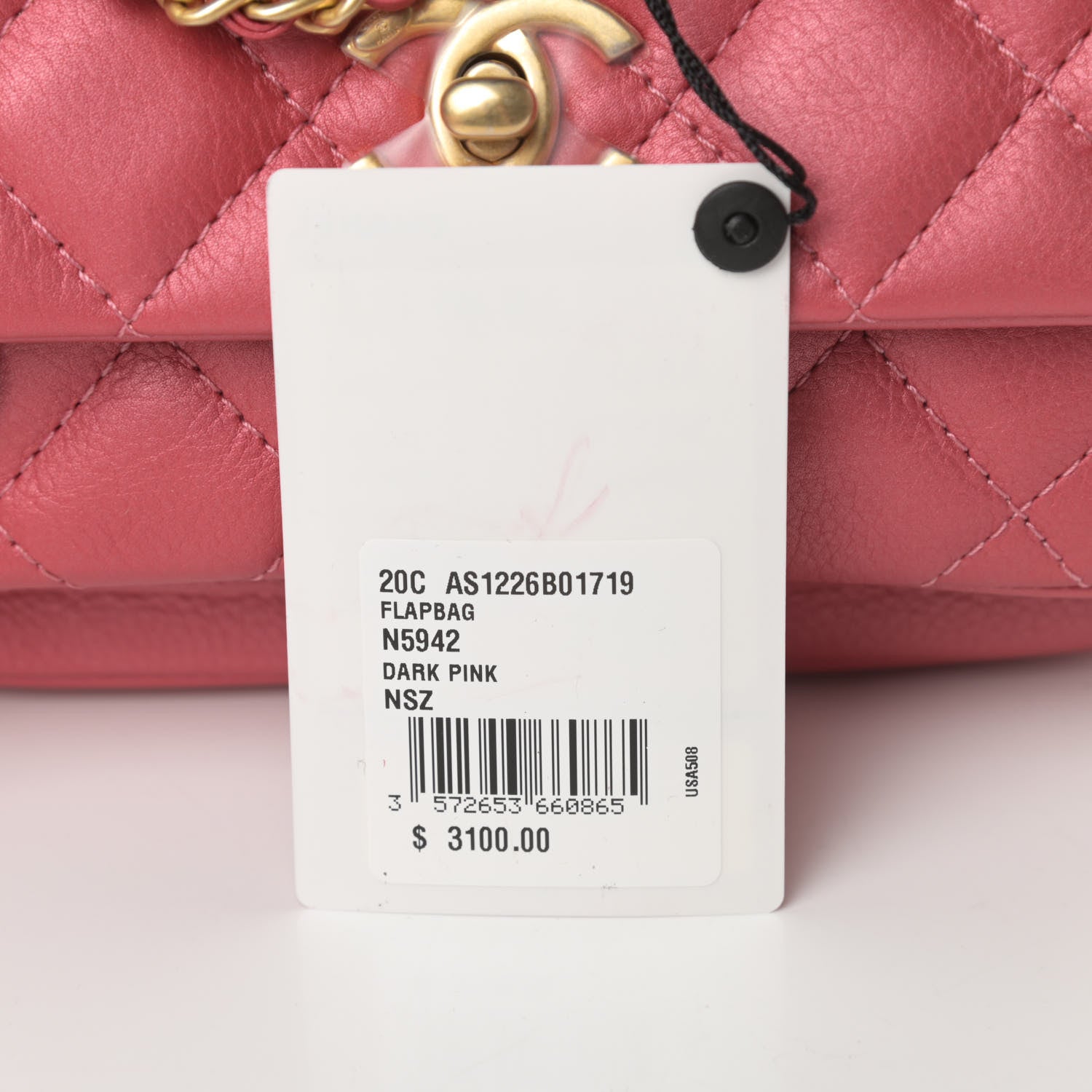 Chanel Calfskin Quilted Top Handle Flap Dark Pink 13 of 13