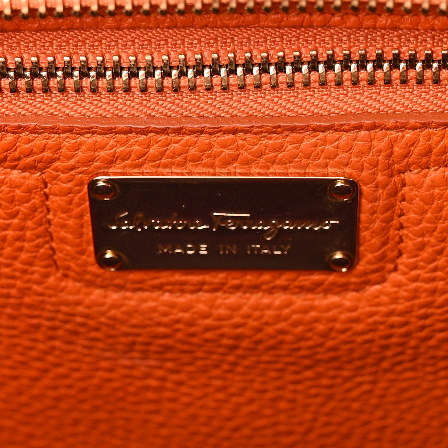 Hammered Calfskin Double Handle Medium Amy Tote Orange Purple