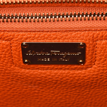 Salvatore Ferragamo Hammered Calfskin Double Handle Medium Amy Tote Orange Purple 6 of 13